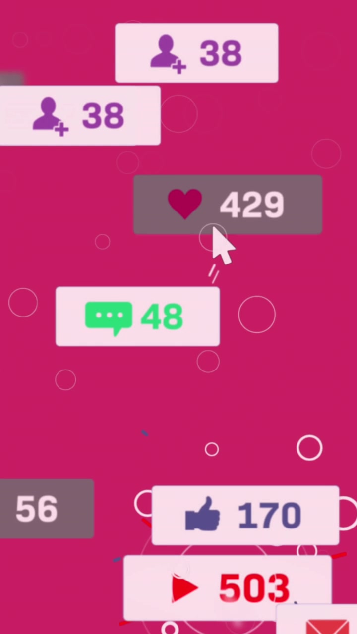 Animation af behandling af sociale mediers data over pink baggrund