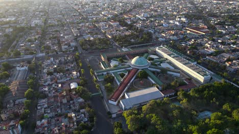 orbital drone shot of lexumberri historical prison in mexico city