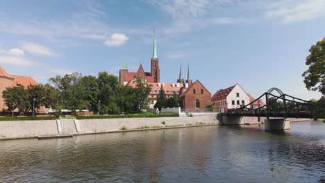 picturesque view of wrocław cathedral and odra river in poland