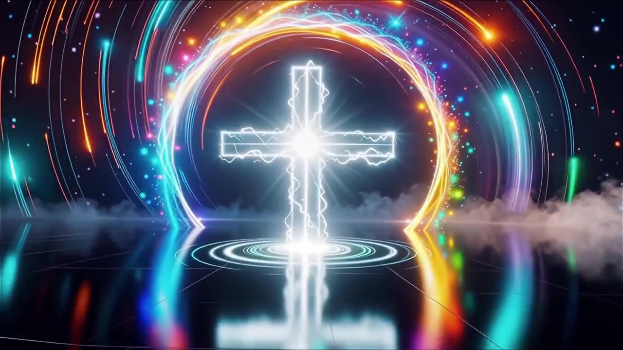 Christian Cross Heavenly Light Worship Background