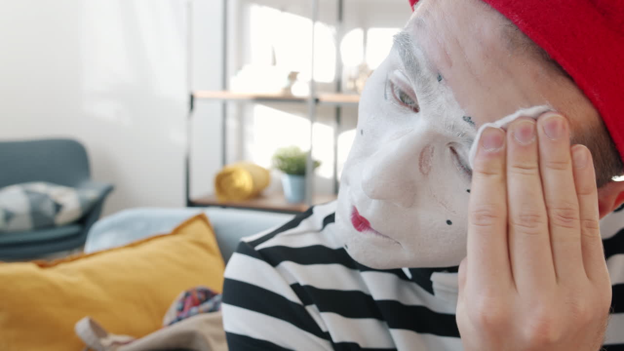 Mime Artist Applying Makeup