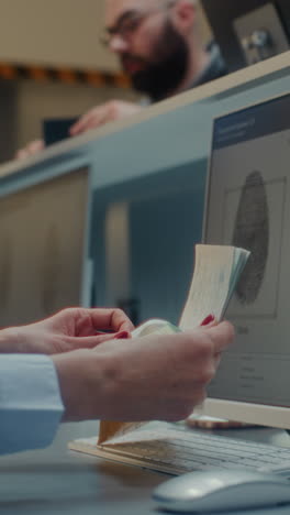 passport verification process at a counter