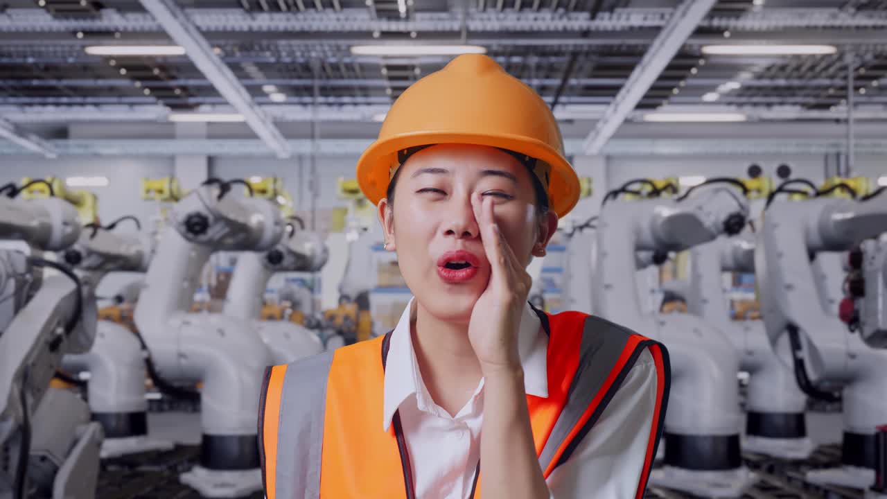 공장에서 일하는 여성 엔지니어