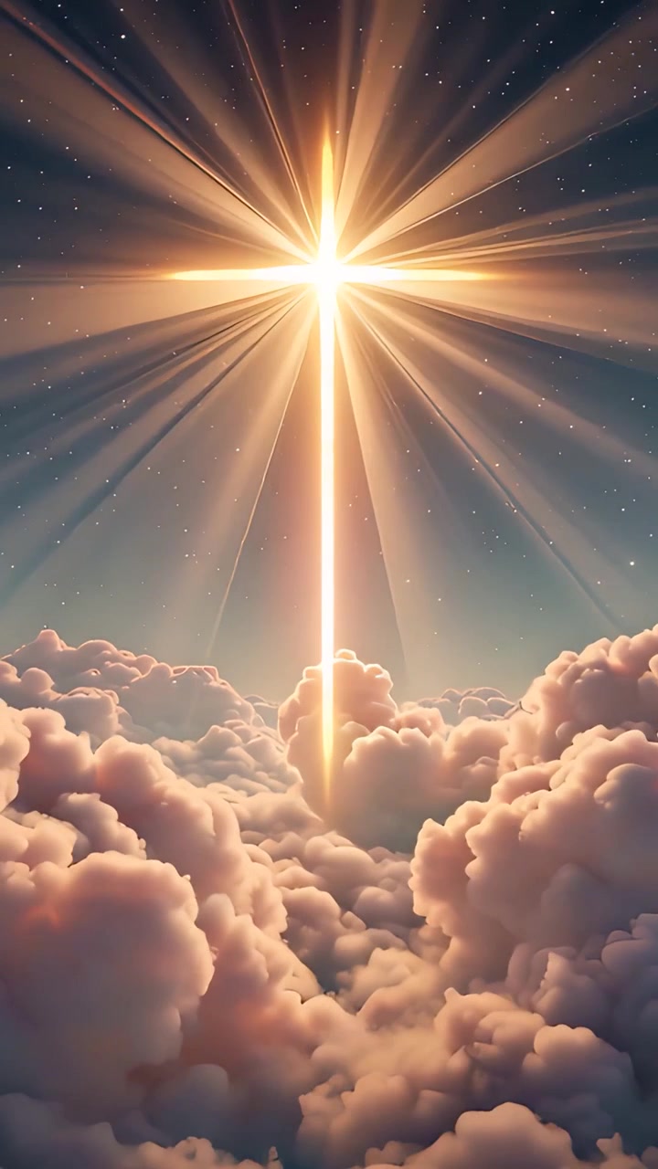 Sfondo per Adorazione 4K: Croce Cristiana e Luce Celeste