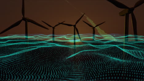 animation of data processing over wind turbines