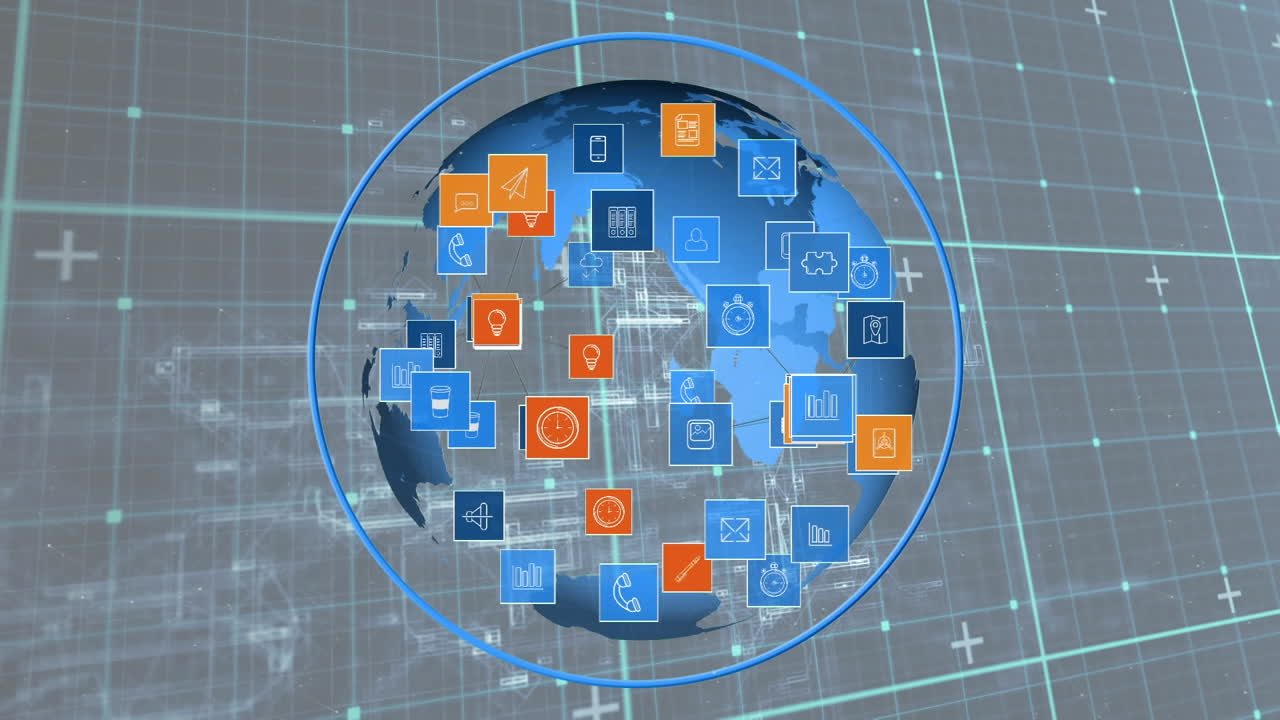 iconos de globos y aplicaciones digitales