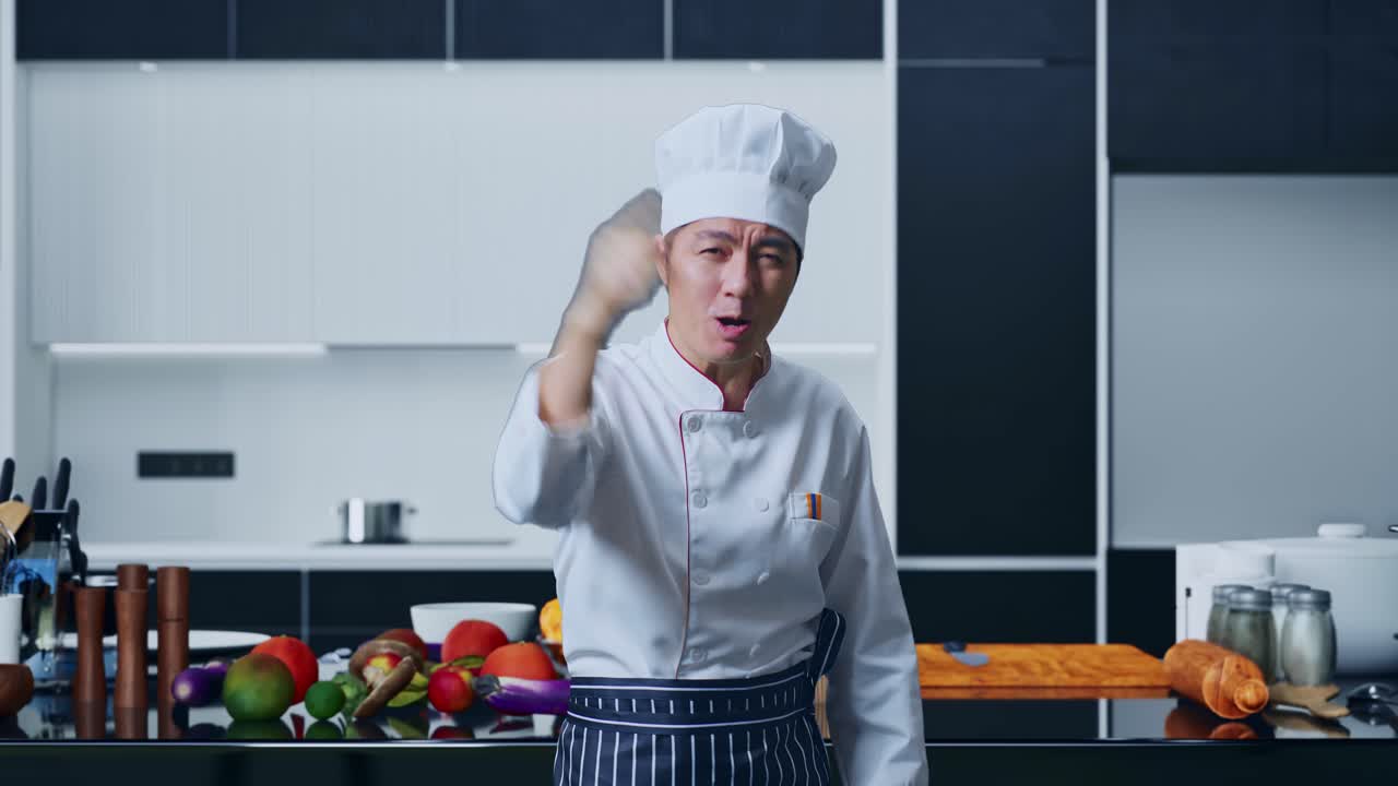 chef expresando frustración en un entorno de cocina