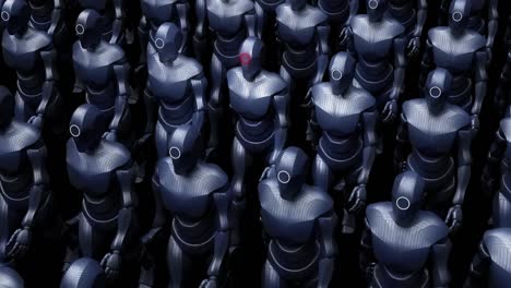 robot army marching slowly. perfect loop. abstract concept.