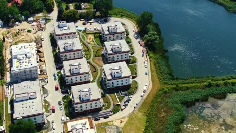 street with new homes in spring season