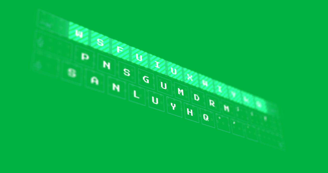 Animation of moving keyword with letters over transparent background