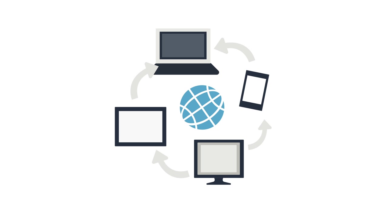 Animated Icon of Global Device Connectivity and Data Synchronization