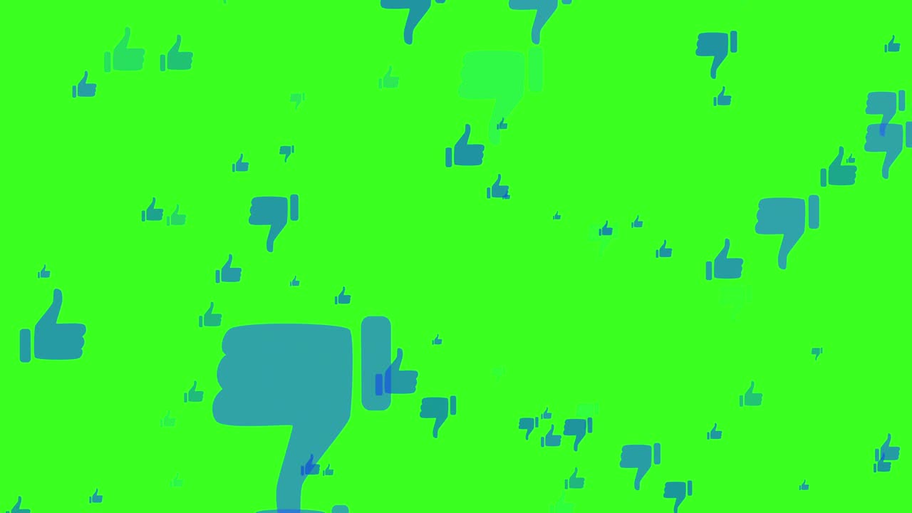 me gusta y no me gusta en una plataforma de redes sociales. fondo verde para la llave de croma.