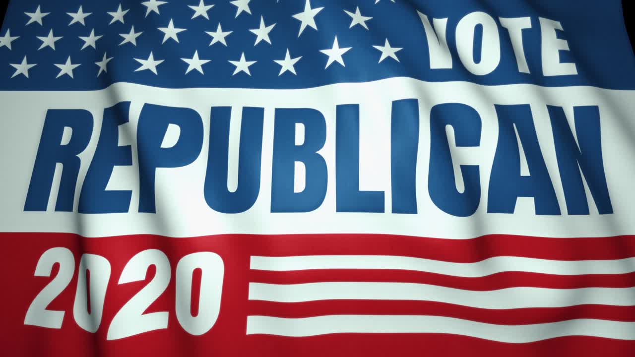 waving flag, vote for us republican party, background, loop animation. Election  2020.