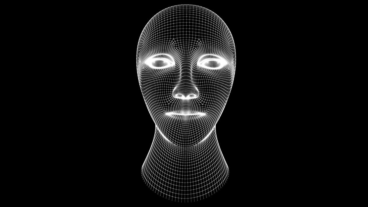 la malla de una cabeza. las imágenes en bucle tienen resolución de 4k.