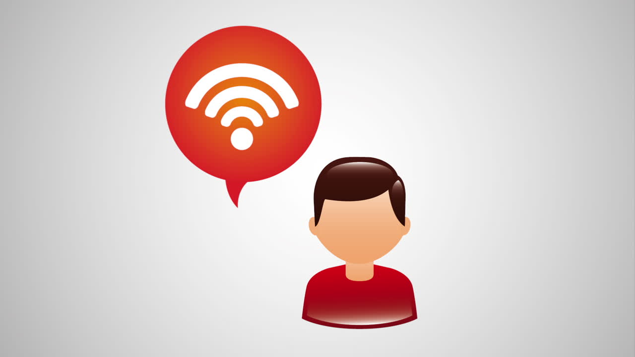 음성 버블과 와이파이 신호를 가진 소셜 미디어 사용자