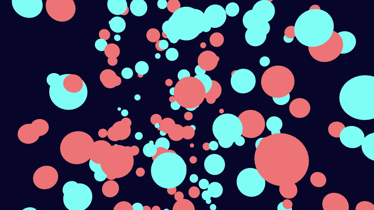 Vibrant purple and green circles on a black background