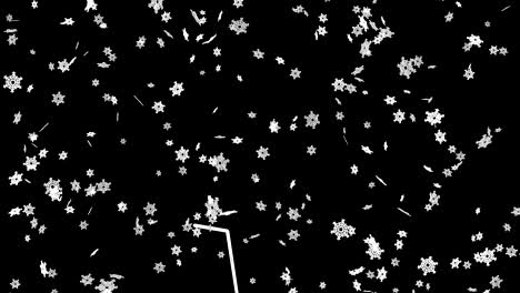 spruce contour with snowflakes in white on black