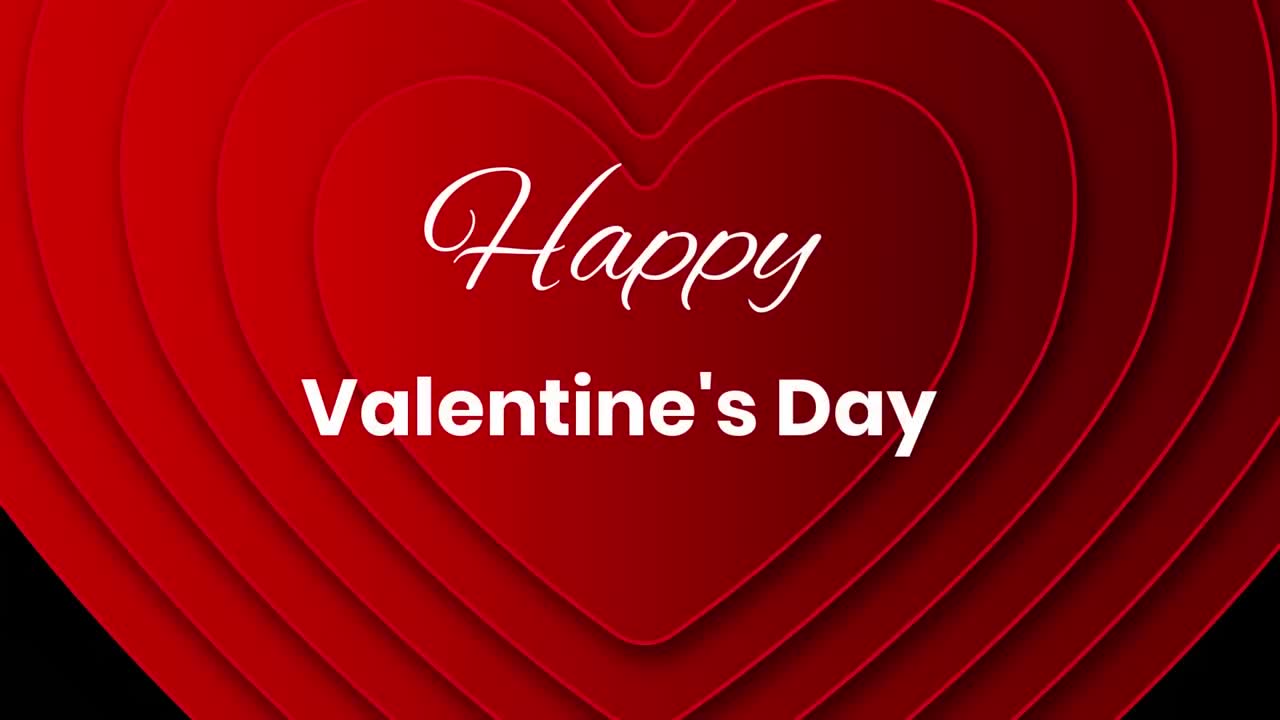 Happy valentine's day text with hearts on black background