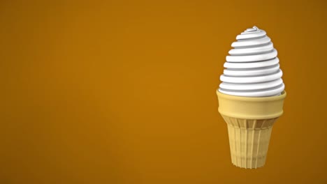 vanilla soft serve ice cream with crispy wafer cone, looping animation, 3d rendering