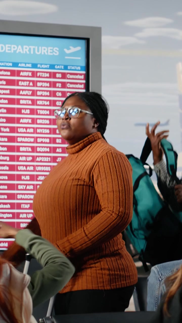 Frustrated Woman Discovers All Flights Canceled at Airport