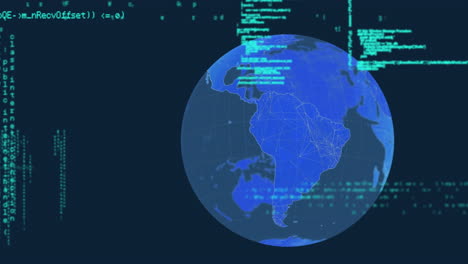 animation of data processing and networks of connections over navy background
