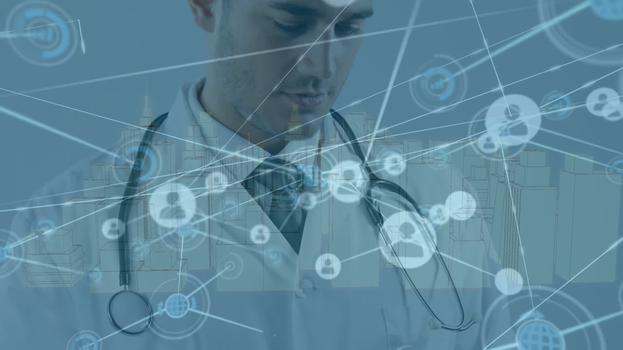 두 백인 의사에 대한 연결 네트워크의 애니메이션