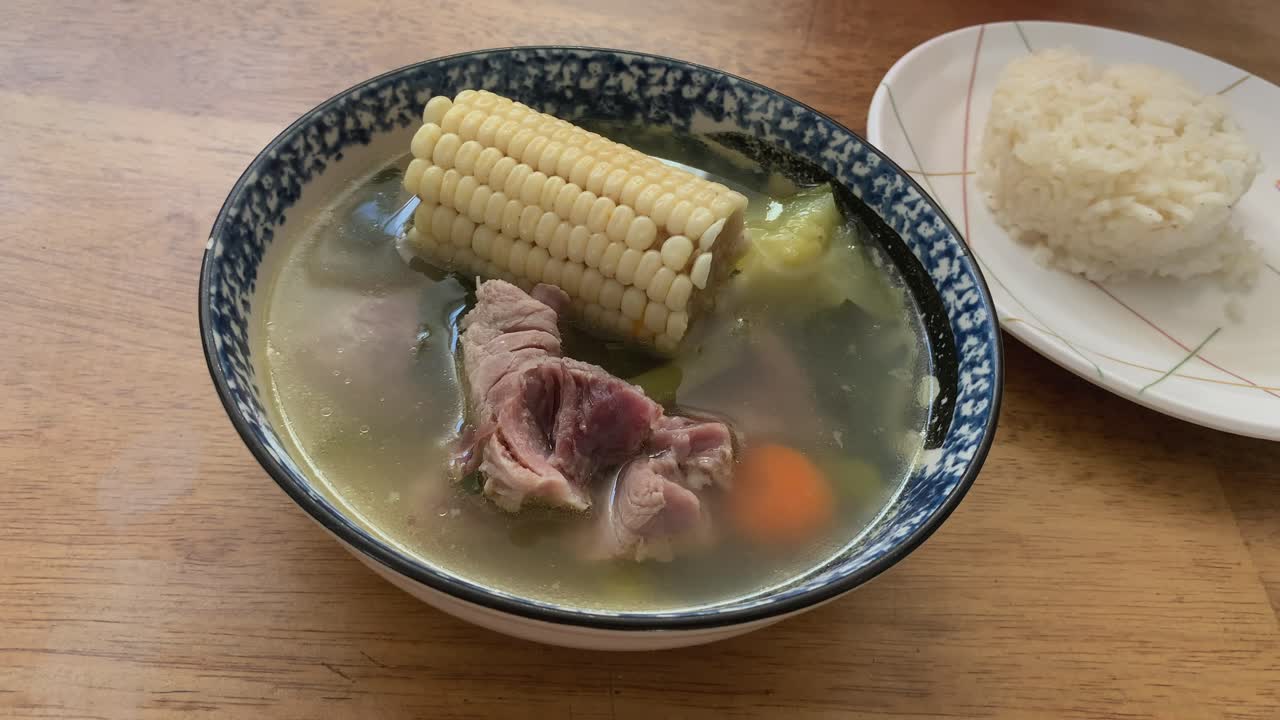 Mexican food, beef broth. Caldo de res.
