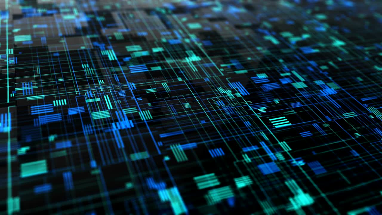 Abstract high tech digital technology background. 3D animation of seamless loop.