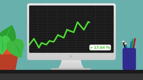 Computer-screen-with-a-graph-showing-the-price-rising