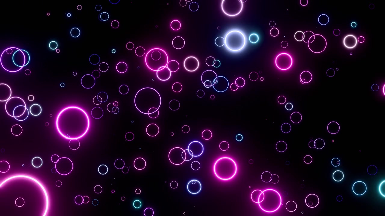 Fondo abstracto con círculos de neón rosa y azul brillantes