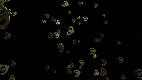 euro symbols falling on the black background. 4k