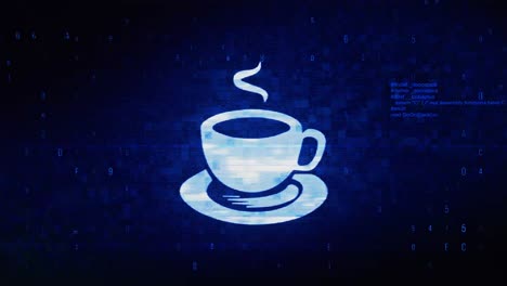 Cup of tea symbol abstract digital pixel noise glitch error video damage signal loop 4k animation