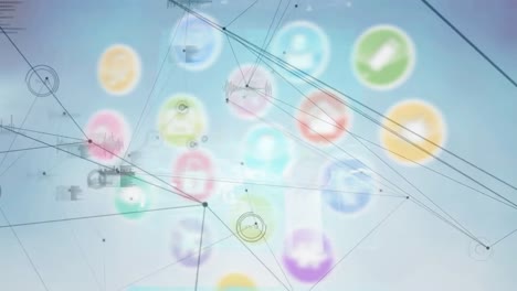 animación de iconos a través de una red de conexiones