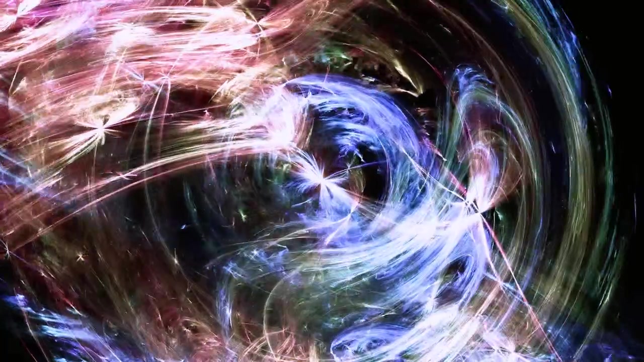 Colorful Abstract Swirling Light Trails on Black Background