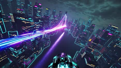 cyberpunk city racing at night