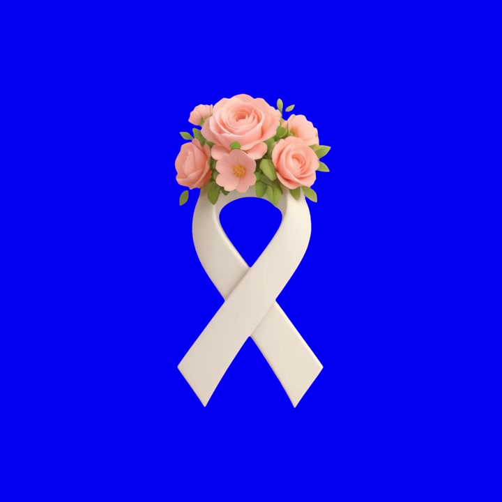 Fiocco bianco della consapevolezza rotante decorato con rose rosa