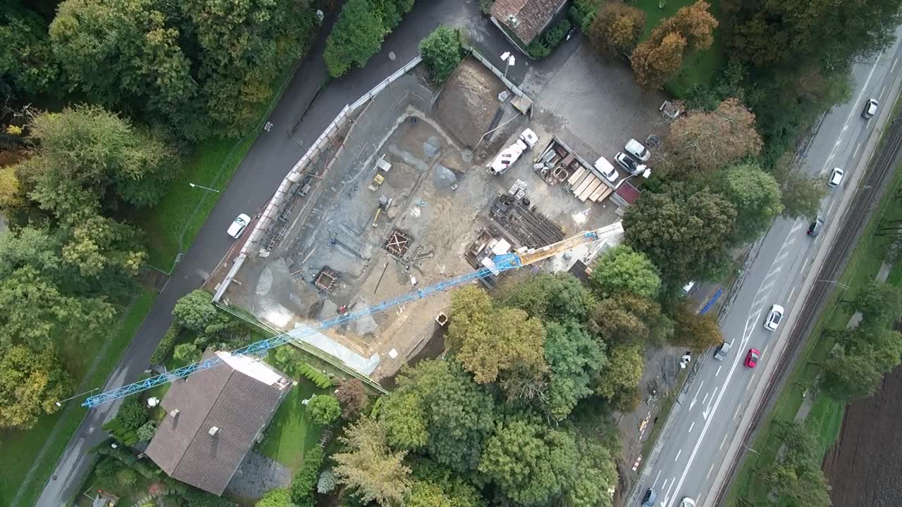 Bird Eye view of a Building Site in Switzerland.