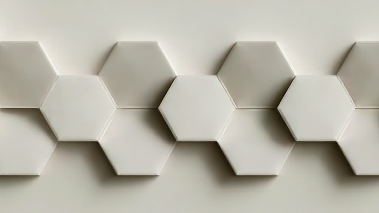 A Series of White Hexagonal Tiles Arranged in a Pattern on a Smooth Surface, Showcasing Modern Design Elements with Subtle Variations in Texture and Lighting