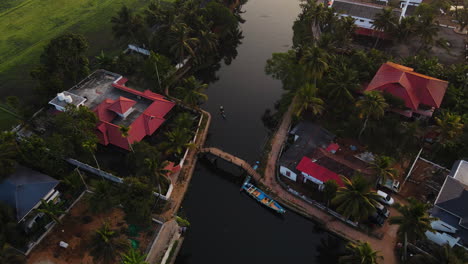 overhead view of idyllic alleppey town in kerala, southern india