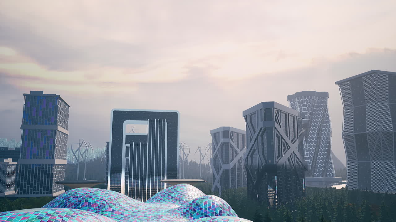 Futuristic Cityscape with Skyscrapers