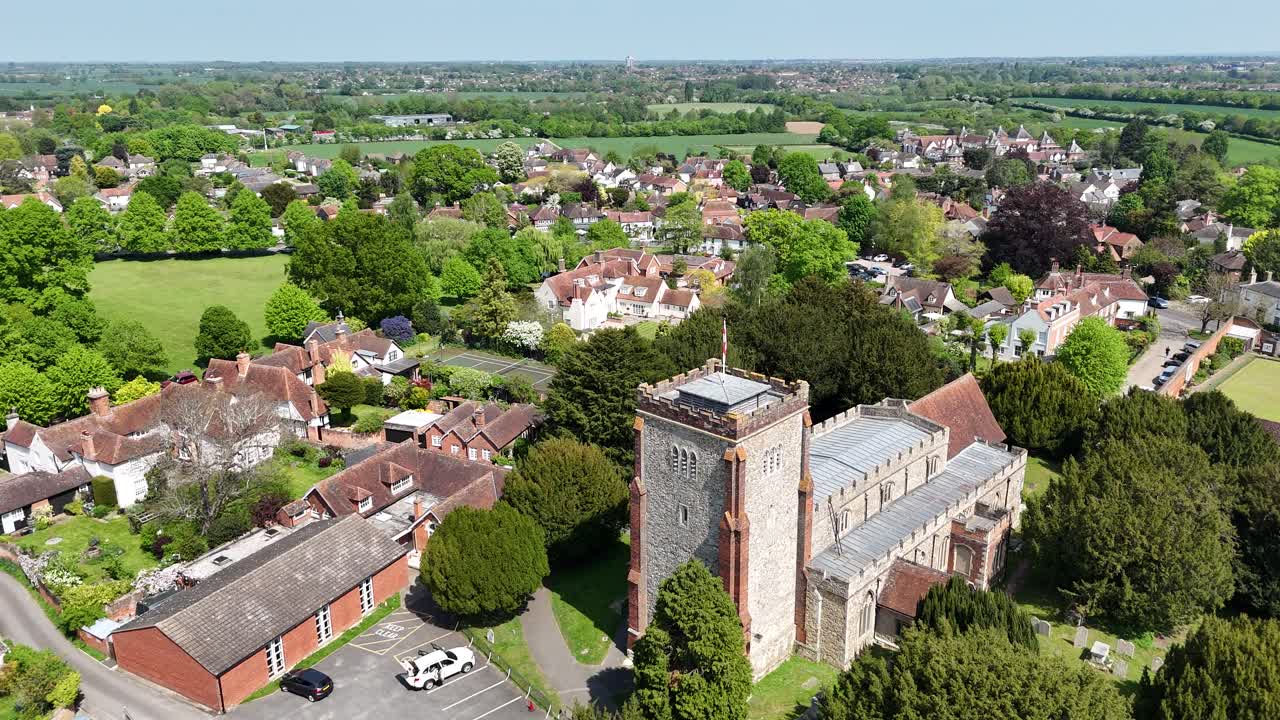 All Saints Church Writtle Essex UK drone,aerial 4k footage