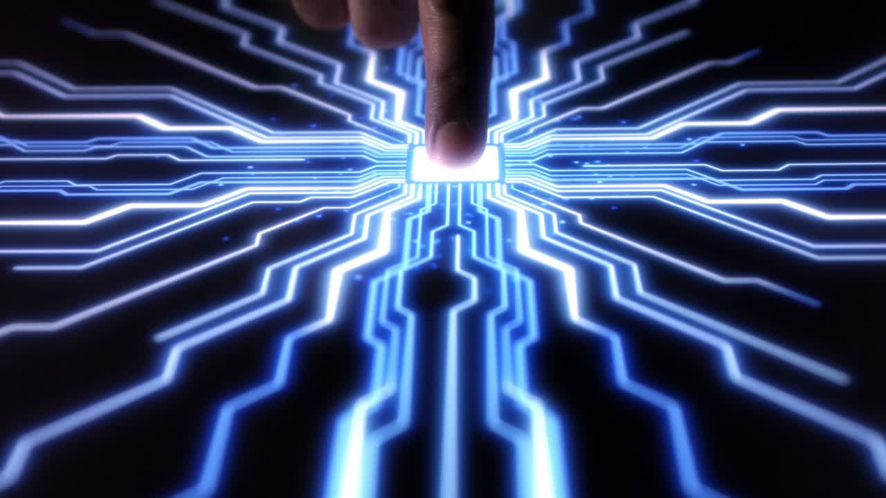 una computadora de escaneo de huellas dactilares para encender el sistema seguro.