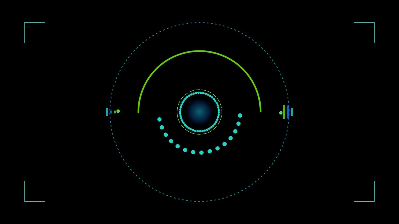 Futuristic Digital HUD Interface with Rotating Circular Elements