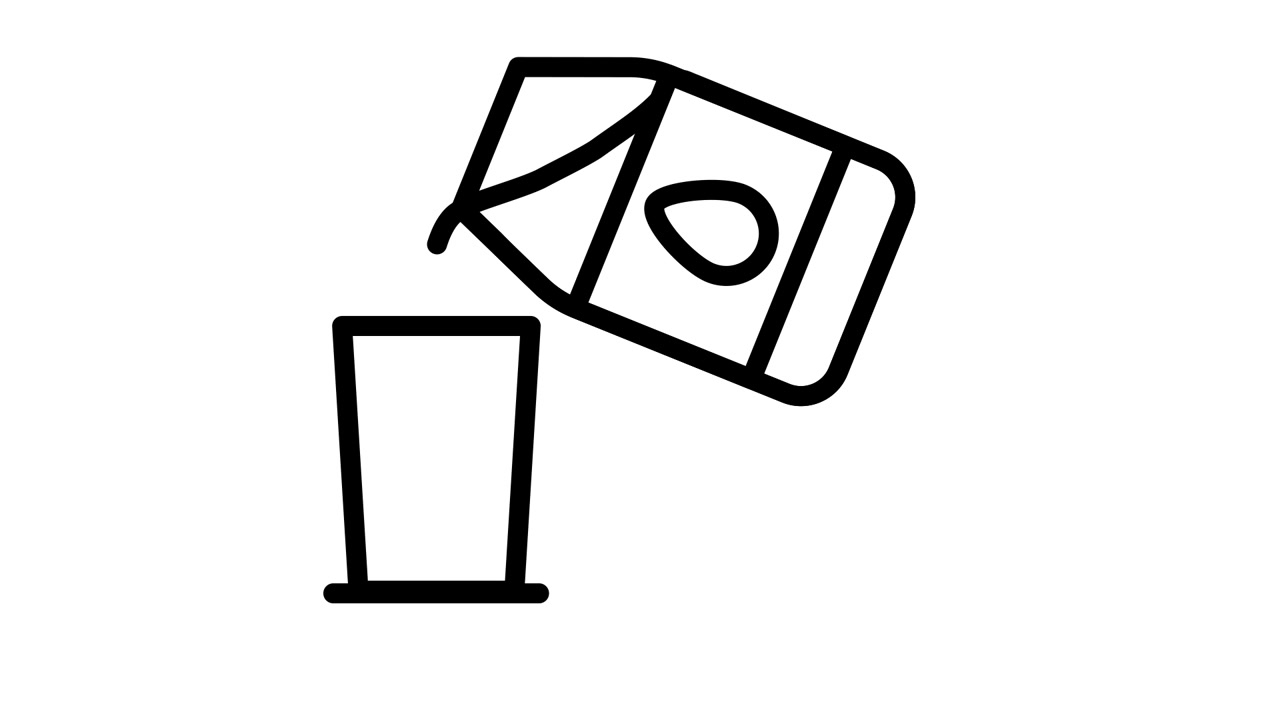 Animated Line Icon of Milk Bottle Pouring into a Glass
