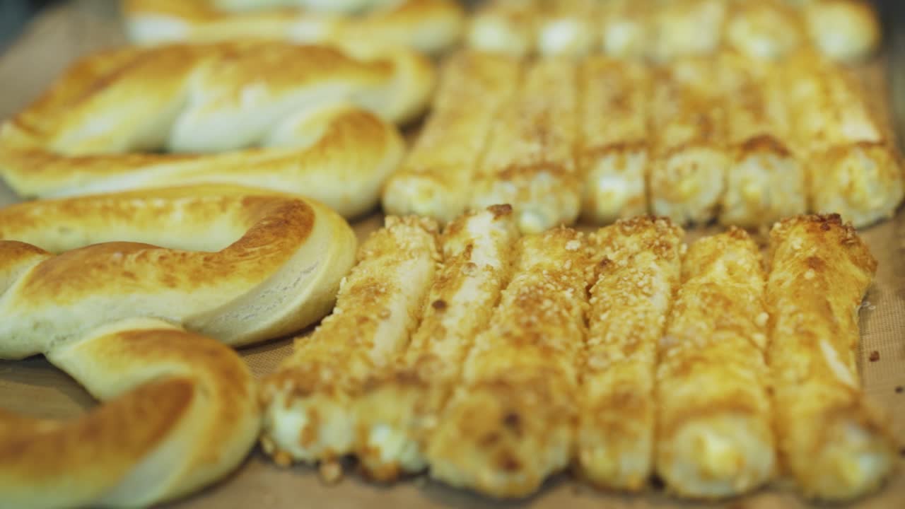 Pão Pretzel Recém-Assado em Assadeira