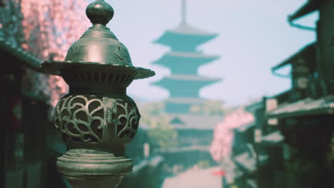 japanese lantern in a cherry blossom garden