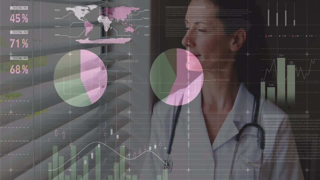 animación de las estadísticas y el procesamiento de datos sobre la mujer médico