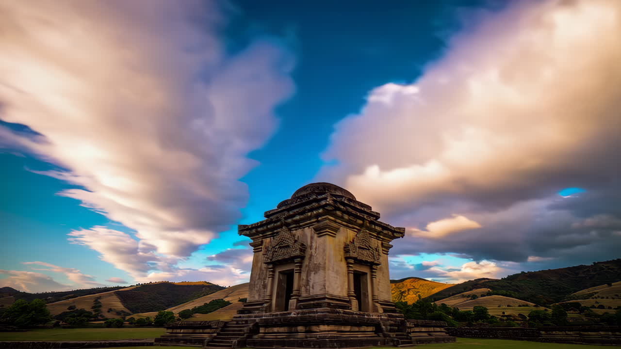 Ancient Temple at Sunset