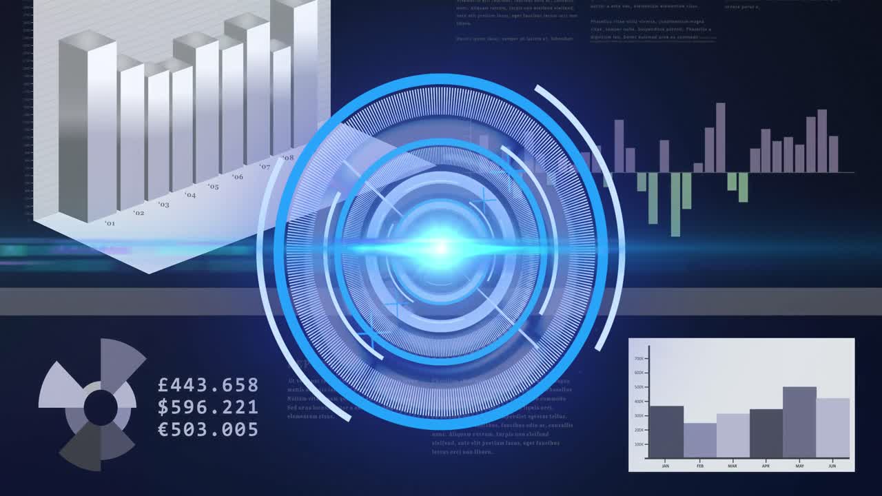 animación del círculo de procesamiento en gráfico científico y datos