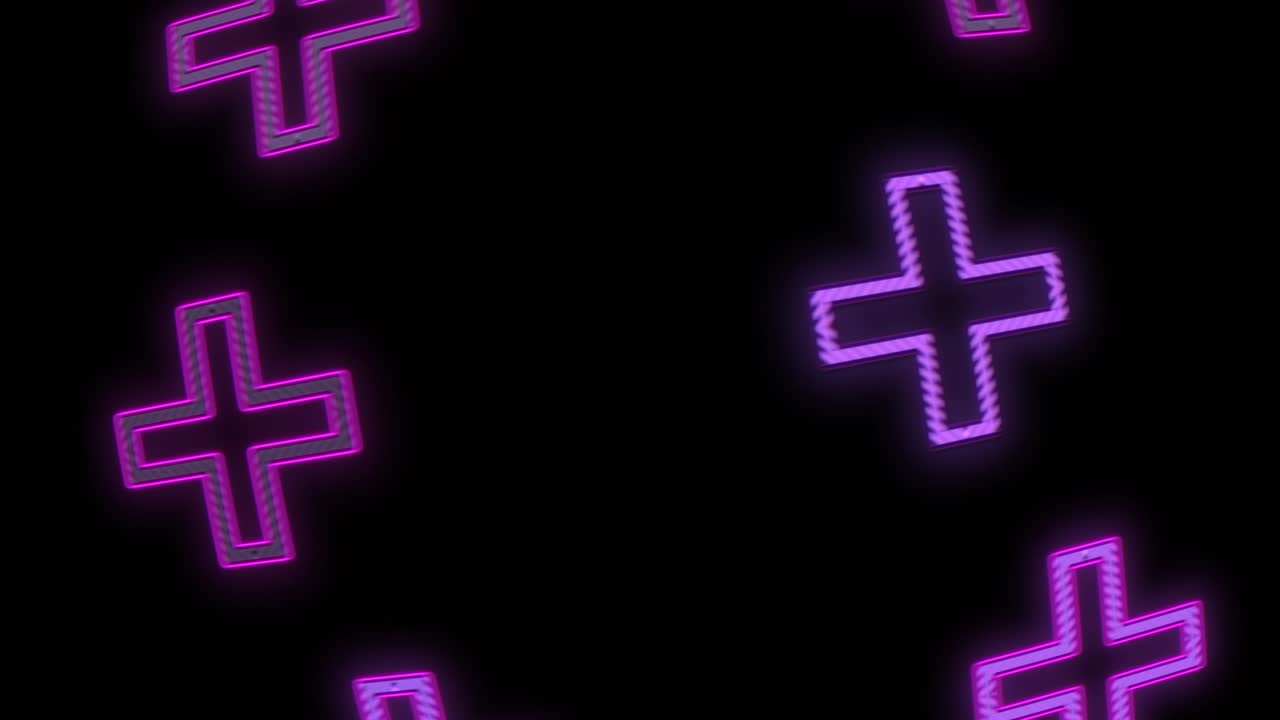 patrón de forma de cruces con luz púrpura de neón pulsante